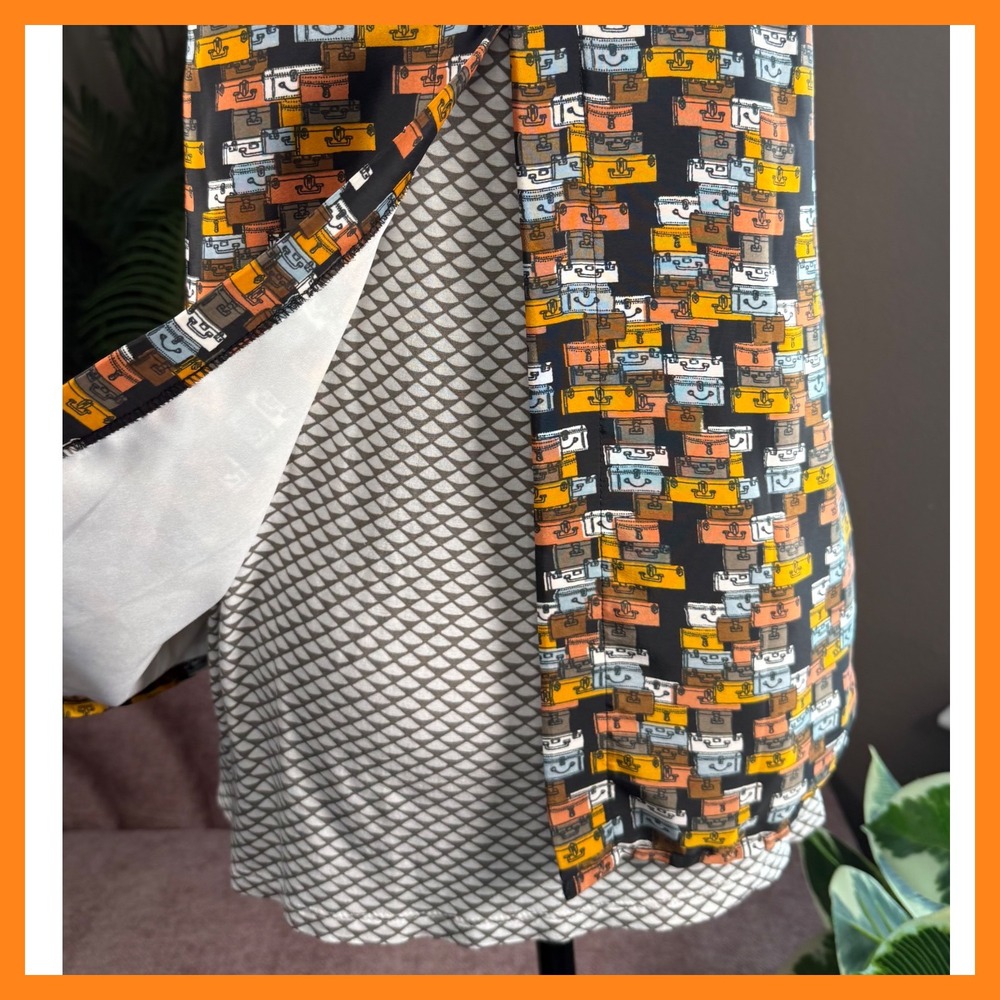 Porridge Tank Top Suitcase Print Sleeveless Black Orange Travel Vacation Size S - Picture 8 of 14
